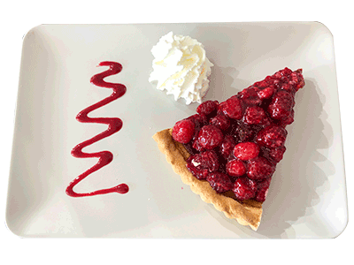 Club House Restaurant - service gourmandises tarte framboise Club House Restaurant - service gourmandises tarte framboise visuel